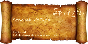 Sznopek Ákos névjegykártya